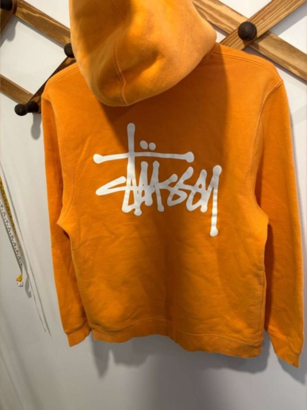 Stüssy Logo Pullover Hoodie Orange Men’s Size Small